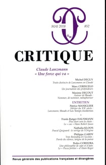 Revue Critique n.852 : Claude Lanzmann "une force qui va"