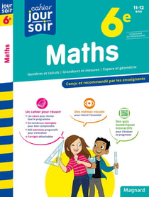 Cahier du jour / cahier du soir  : maths - 6e