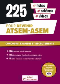 225 fiches, schémas et vidéos pour devenir ATSEM-ASEM : Concours, examens et recrutements. Toutes les connaissances attendues en un clin d'oeil
