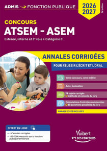 Concours ATSEM et ASEM 2026-2027 - Annales corrigées : Externe, interne et 3e voie - Catégorie C