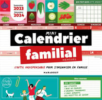 Mini Frigobloc Mensuel 2024 - Calendrier d'organisation familiale / mois  (de sept. 2023 à dec 2024)