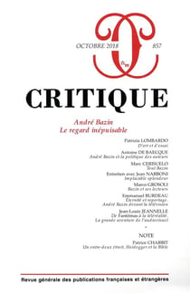 Revue Critique n.857 : André Bazin, le regard inépuisable