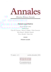 Revue Annales n.4 : histoire sciences sociales 2018/4