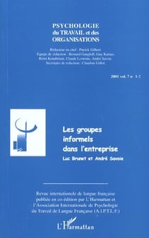 Les groupes informels dans l'entreprise (vol. 7, n  1-2) - vol07