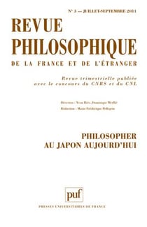 Revue philosophique de la France et de l'étranger n.136/3 : philosopher au Japon aujourd'hui
