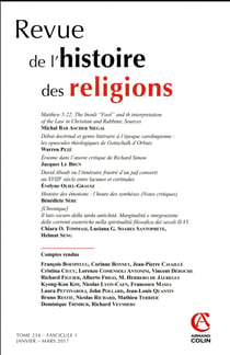 Revue de l'histoire des religions (1/2017) Varia