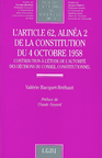 L'article 62, alinea 2 de la constitution du 4 octobre 1958 - vol120 - contribution a l'etude de l'a