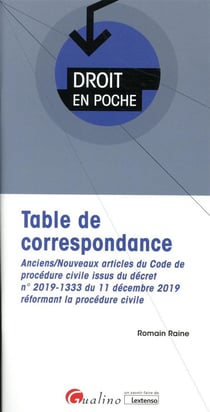 Table de correspondance - anciens/nouveaux articles du Code de procédure civile issus du décret n° 2019-1333 du 11 décembre 2019 réformant la procédure civile