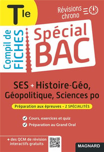 Spécial bac : compil de fiches - SES-histoire-géo-géopolitique-sciences po - terminale bac 2022 - tout le programme des 2 spécialités en 114 fiches visuelles