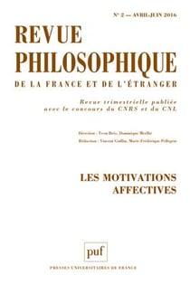 Revue philosophique de la France et de l'étranger n.141/2 : les motivations affectives