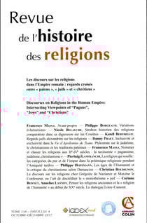 Revue de l'histoire des religions : 4/2017 - les discours sur les religions dans l'empire romain