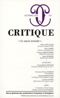 Revue Critique n.761 : le sacré revisité