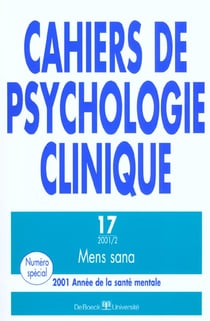 Cahiers de psychologie clinique 2001/2 n.17