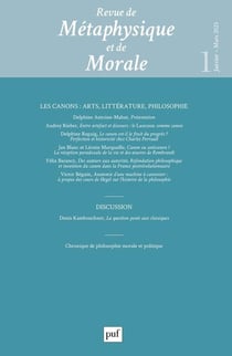Revue de métaphysique et de morale n.1 : Les canons : Arts, littérature, philosophie
