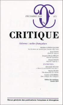 Revue Critique n.871 : Adorno : suites françaises