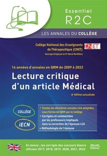 Les annales du college  lca 8 ed - lecture critique d'un article medical  8 editions
