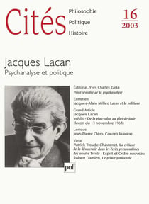 REVUE CITES n.16 : Jacques Lacan, psychanalyse et politique (édition 2003)