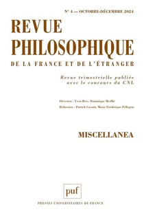 Revue philosophique de la France et de l'étranger n.4 : Miscellanea (édition 2024)