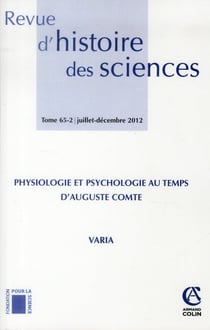 Revue d'histoire des sciences - Tome 65 (2/2012)