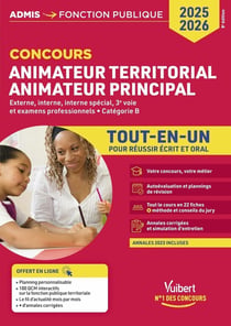 Concours Animateur territorial et Animateur principal - Catégorie B - Tout-en-un : Externe, interne, interne spécial, 3e voie et examens professionnels - Concours 2025-2026