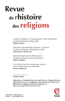 Revue de l'histoire des religions n.240/3 : juillet-septembre 2023
