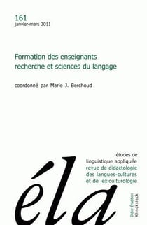 REVUE ELA n.161 : formation des enseignants, recherche et sciences du langage
