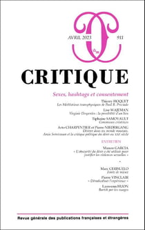 Revue Critique n.911 : Sexes, hashtags et consentement