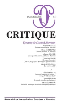 Revue Critique n.941 : Écritures de Chantal Akerman