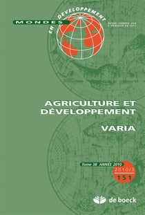 Mondes en développement n.151 : agriculture et développement