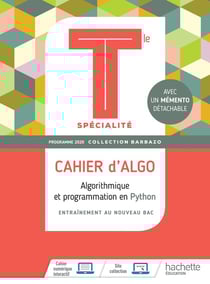 Mathématiques - cahier d'algo - terminale spécialité - algorithmique et programmation en Python (édition 2020)