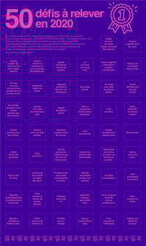 50 défis à relever en 2020 - poster bucket list (édition 2020)