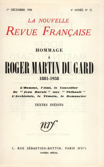 La nouvelle revue francaise t.72 - hommage à roger martin du gard - 1881-1958