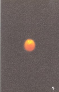 Une orange roulant sur le sol d'un parking