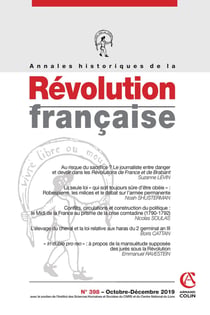 Annales historiques de la Révolution française Nº398 4/2019 Varia