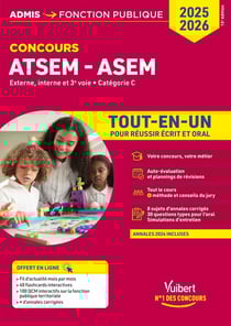 Concours ATSEM et ASEM - Catégorie C - Tout-en-un : Agent (territorial) spécialisé des écoles maternelles - Concours externe, interne, 3e voie - 2025-2026