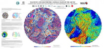 Carte des anomalies magnétique et gravimétrique de l'arctique