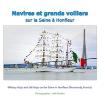 Navires et grands voiliers sur la seine à honfleur - military ships and tall ships on the seine in honfleur (normandy, france)