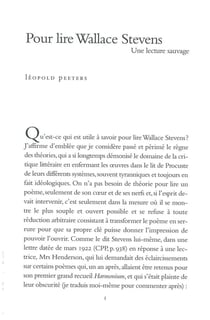 Pour lire Wallace Stevens - une lecture sauvage