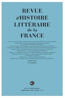 Revue d'histoire littéraire de la France n.123/1 : varia