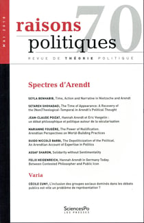 Revue raisons politiques n.70 : spectres d'Arendt