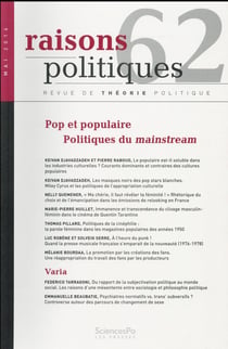 Revue raisons politiques n.62 - pop et populaire, politiques du mainstream