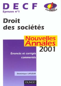 Nouvelles annales 2001 - decf 1 droit des societes