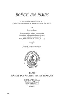 Boèce en rimes - traduction en vers français de la consolatio philosophiae, texte du xive siècle