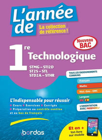 L'année de : français, mathématiques, histoire-géographie, enseignement moral et civique - 1re technologique (édition 2019)