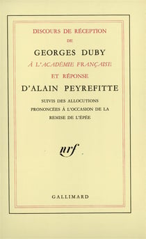 Discours de réception à l'Académie française et réponse d'Alain Peyrefitte
