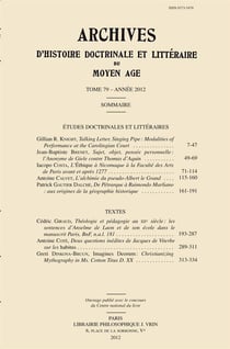 Archives d'histoire doctrinale et littéraire du Moyen Age t.79