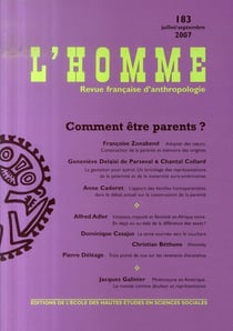 Revue l'homme n.183 - comment être parents ?