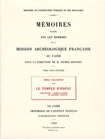 Le temple d'edfou tome diXIeme fascicule 1 réédition premier