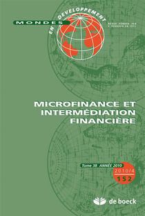 Mondes en développement n.152 : microfinance et intermédiation financière