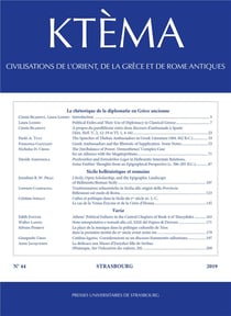 Ktèma n.44 : La rhétorique de la diplomatie en Grèce ancienne : Sicile hellénistique et romaine